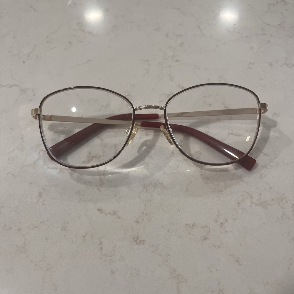 Oxford Lane Queensbury Eyeglass Frame Only Aviator Gold Color Burgundy 54 17 135